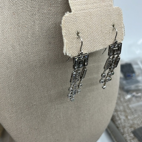 Vintage Diamonique Sterling Silver Dangle Earrings - Picture 11 of 16